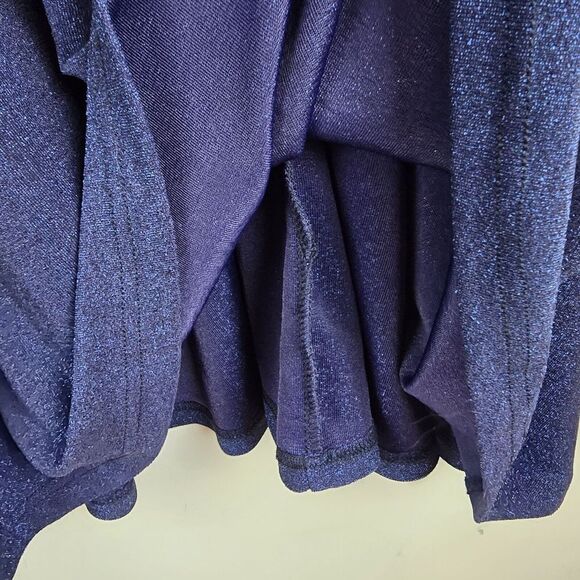 Bridesmay Semi Formal Dress Ruffle Sleeve‎ A Line Swing Metallic V-Neck Blue.A23 - Picture 5 of 13